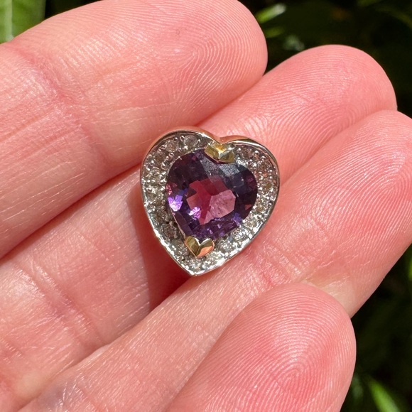 Vintage 14k amethyst and diamond ring with matching pendant - Picture 4 of 13